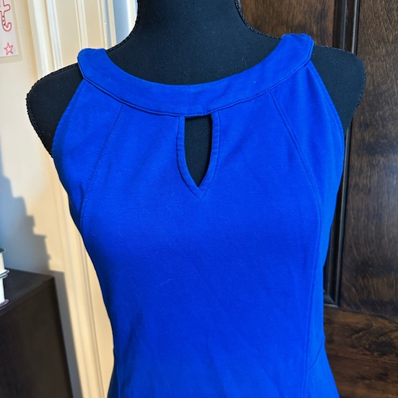 Royal Blue New York & Company Cut Out Cotton Sheath Dress - Picture 3 of 7